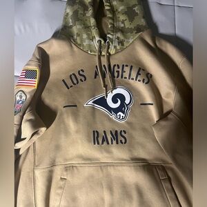 2019 Men's Los Angeles Rams Salute to Service Sideline Therma Pullover Hoodie